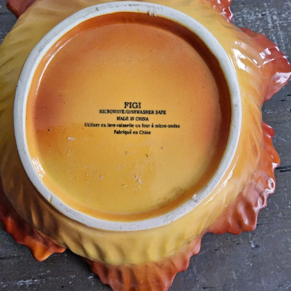 FIGI‎ Autumn Maple Leaf Serving Dish Candy Bowl Fall Harvest Decor Rustic